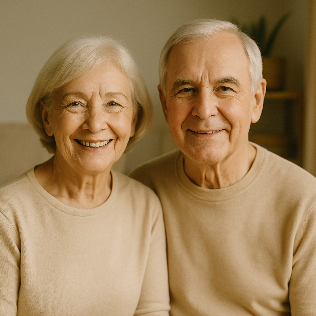 Пожилая пара — участники